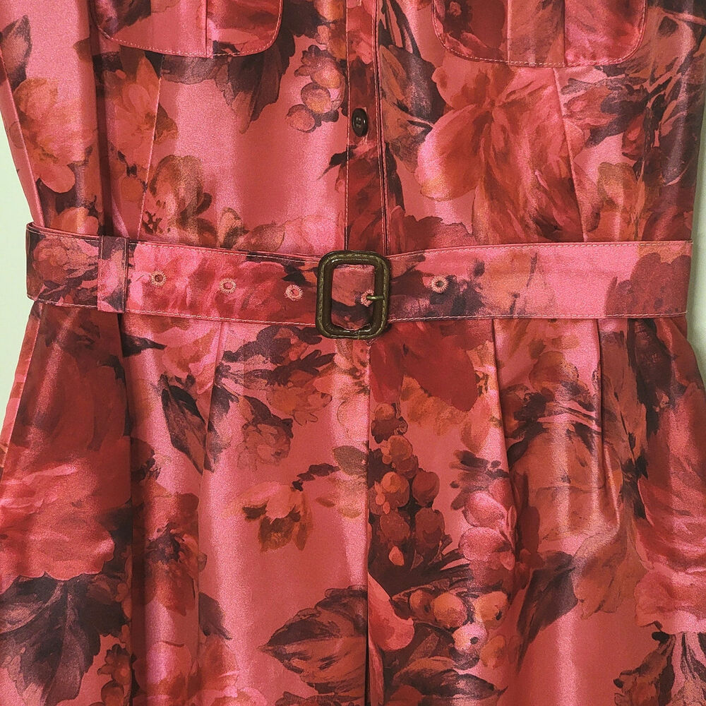 J Crew Pink Floral Sleeveless Taffeta Satin Mini Dress Size 2 - Picture 6 of 16